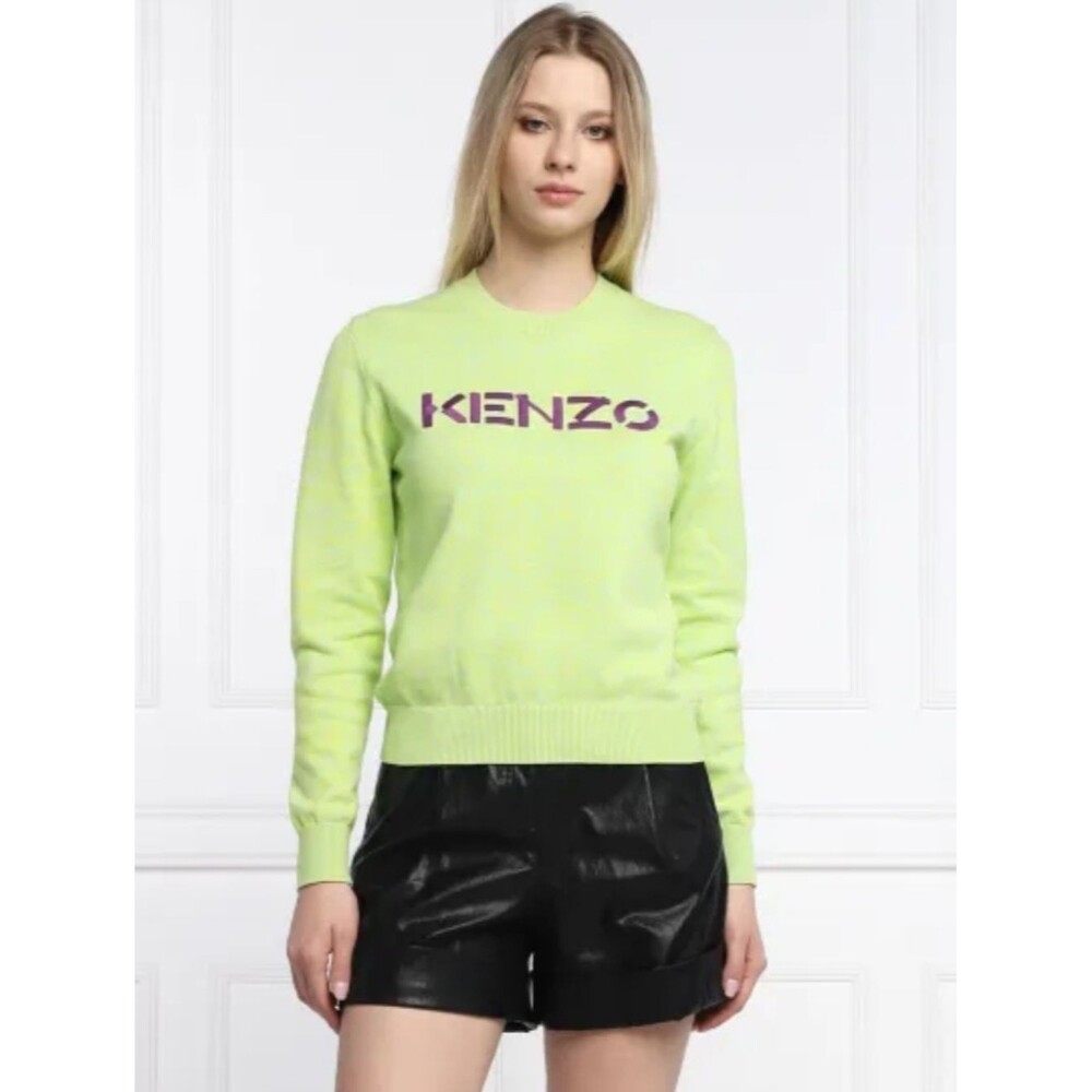 Kenzo Green Logo Organic Cotton Pullover Jumper Size S